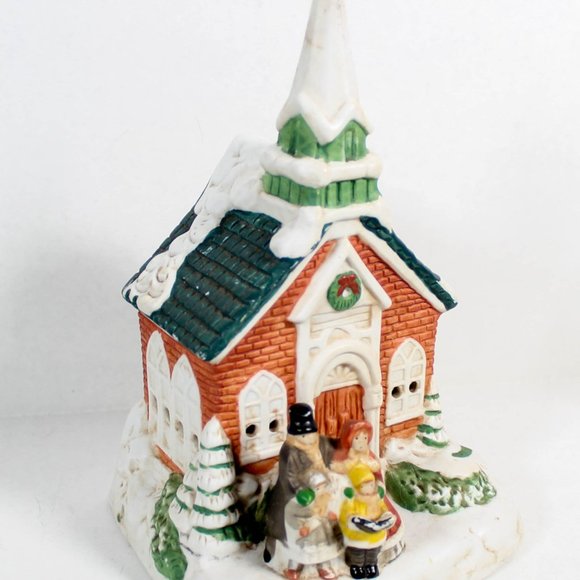Retro Vintage 1960s Christmas Music Box Church Choir Porcelain Glass Figurine - Picture 4 of 16
